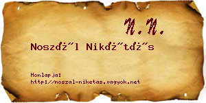 Noszál Nikétás névjegykártya